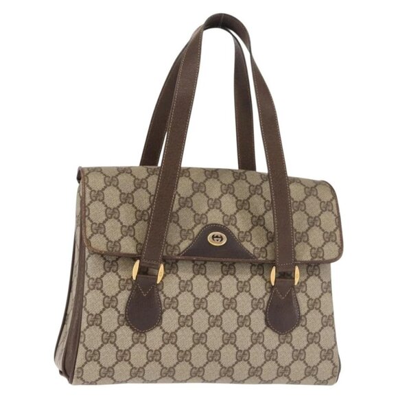 Gucci Handbags - GUCCI GG Supreme Hand Bag PVC Beige Gold 116 02 080 Auth BA6160